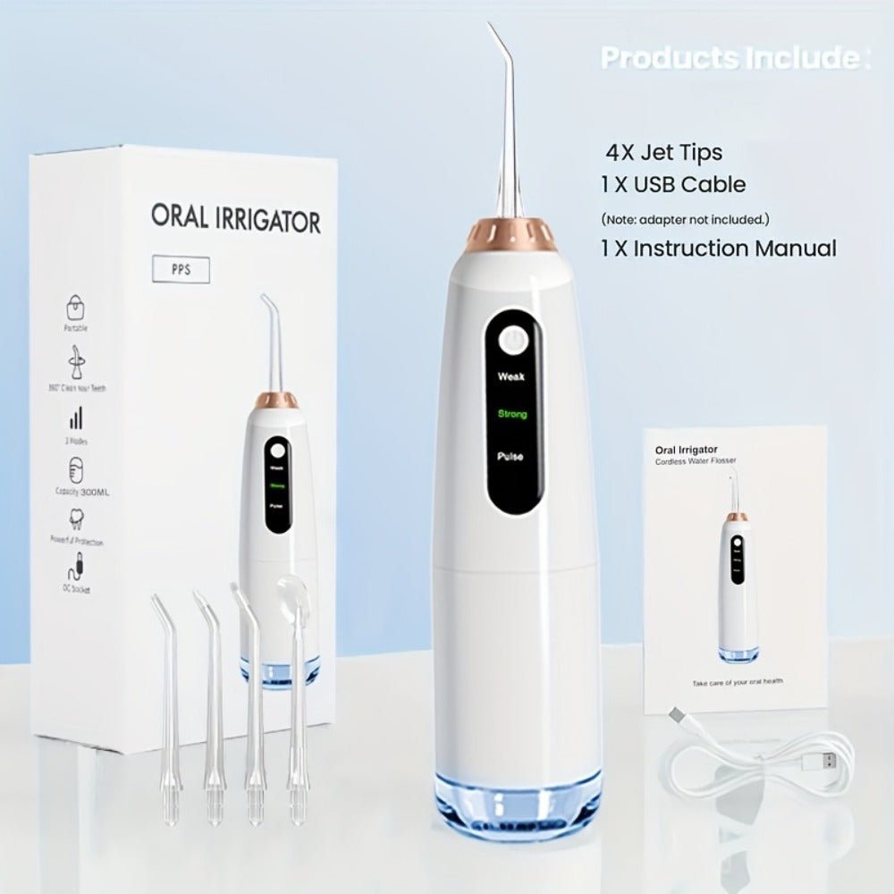 USB Rechargeable Electric Toothbrush and Water Flosser Set with Three Modes, Four Heads and Four Nozzles