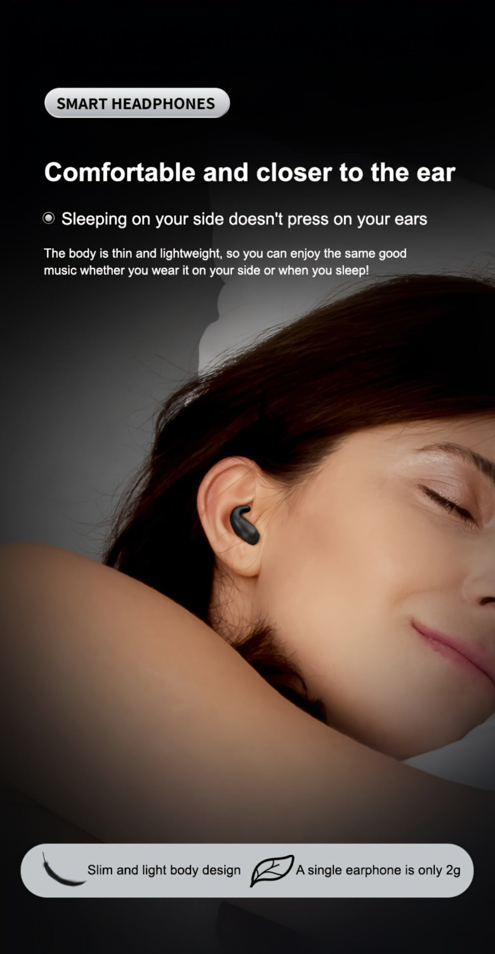 Invisible Sleep Earbuds Bluetooth 5.4 Ultra Thin Mini Wireless Earphones – No Latency Gaming Intelligent Noise Reduction Ultra Long Battery Life Comfortable In-Ear for Side Sleepers Work Travel