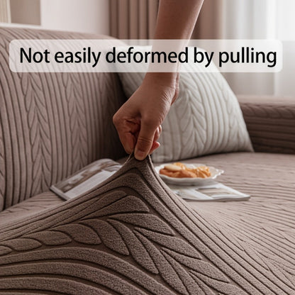 Sofa Cover Elastic Velvet Leaf Jacquard Full-Cover Slipcover with Pillowcase for 1 to 4-Seater Sofas