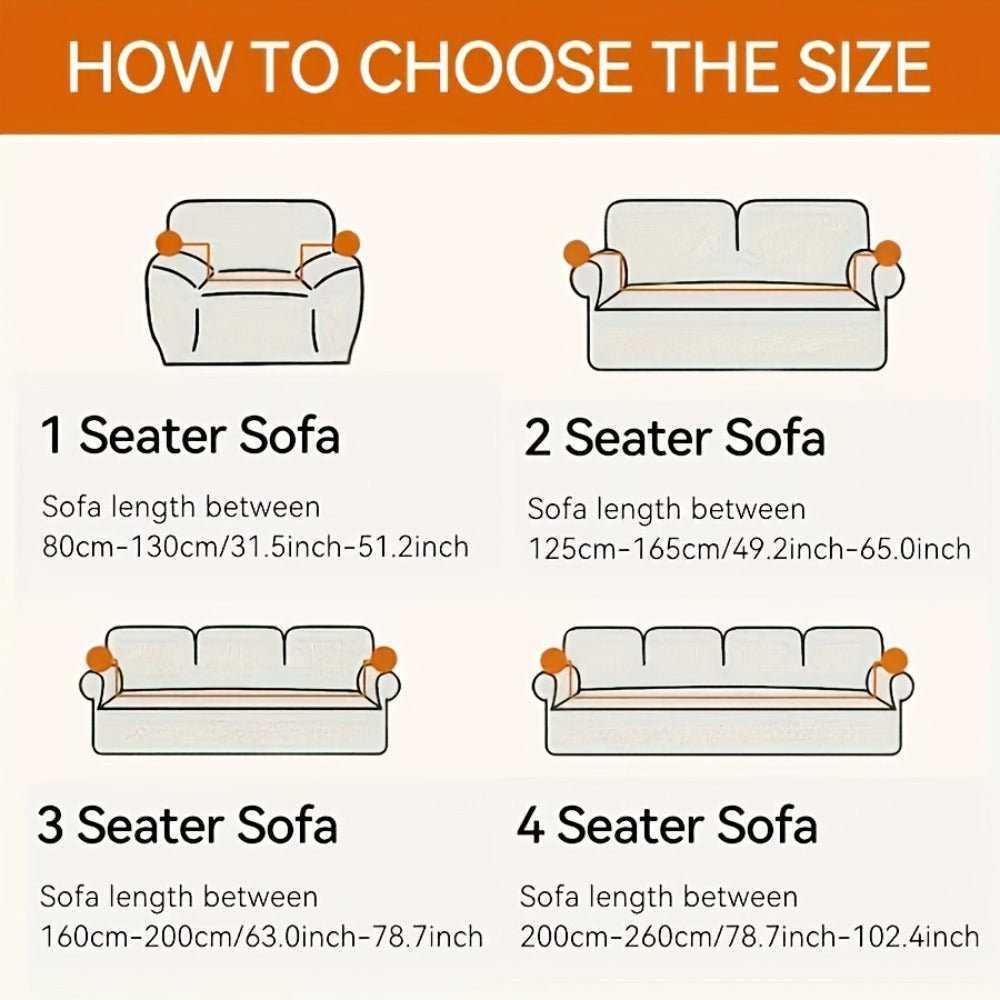 Sofa Cover Polar Fleece Modern Jacquard Elastic Slipcover with Anti-Slip Fit for 1 to 4-Seater Sofas