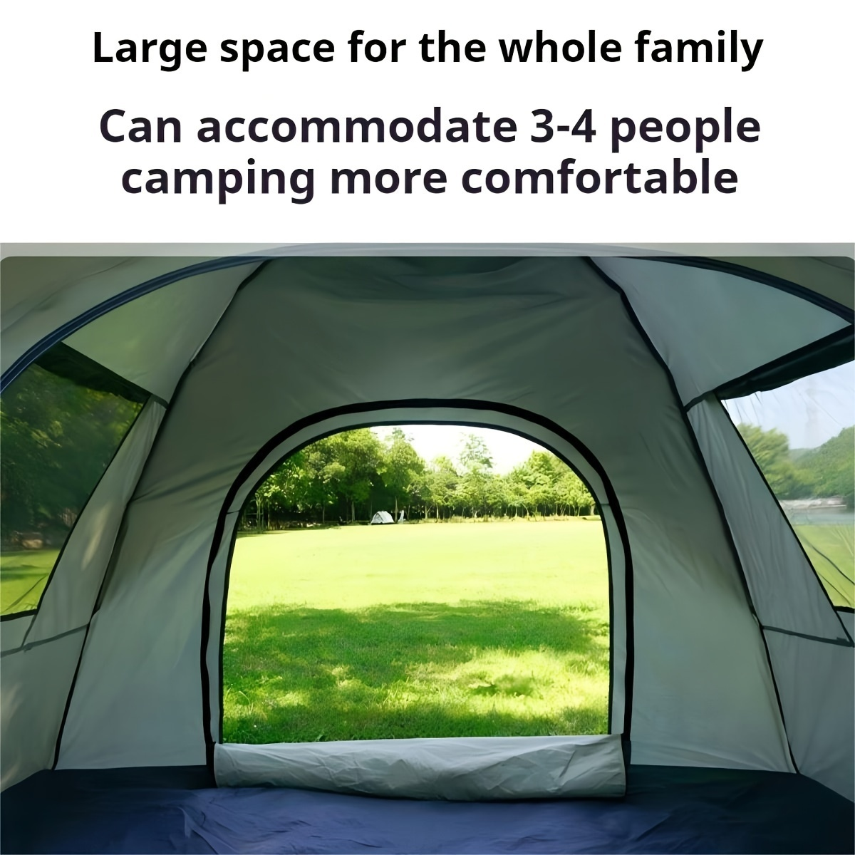 Camping Tent 4-Person Polyamide Pop-Up with Two Doors, Optional Windows and Small or Large Sizes