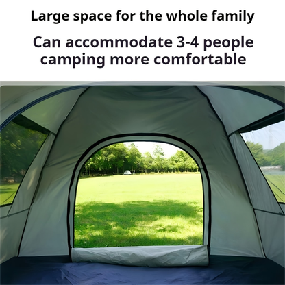 Camping Tent 4-Person Polyamide Pop-Up with Two Doors, Optional Windows and Small or Large Sizes