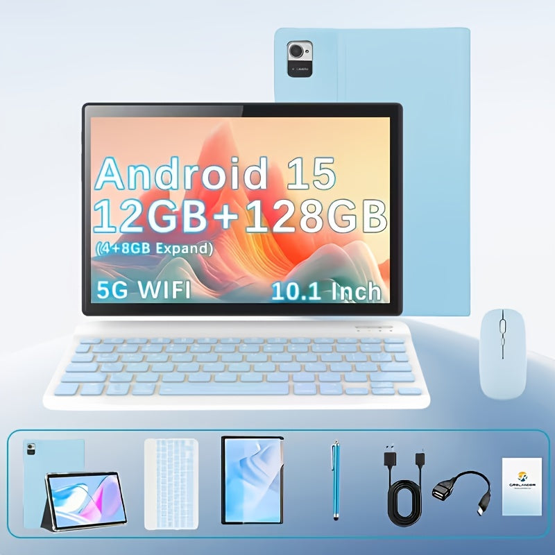 Android Tablet 10.1-Inch 2-in-1 with Android 15, 12GB RAM, 128GB Internal Storage and GMS Certification