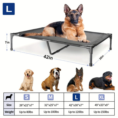 Elevated Dog Bed Cooling Cot - Breathable Mesh Dog Cot for Indoor and Outdoor Use, No-Tool Assembly Anti-Slip Feet Frame for Small Medium Large XL Dogs, Washable Raised Pet Bed for Summer Camping