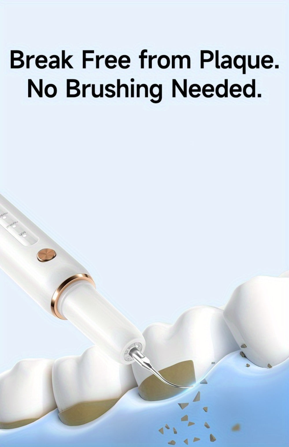 Ultrasonic Tartar Remover Electric Tooth Cleaner 5-Speed IPX6 Waterproof USB Rechargeable Dental Scaler with LED Light Mirror 2 Tips Plaque Stain Removal Tool for Home Oral Care Adults