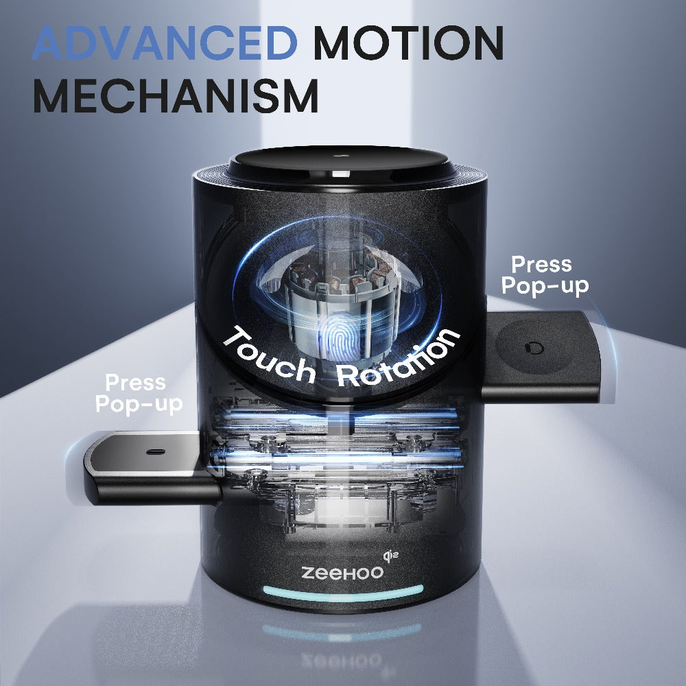 Wireless Charging Station, ZEEHOO CylinTrick-R Qi2-Marked 15W Rotating 3-in-1 Stand in White or Black