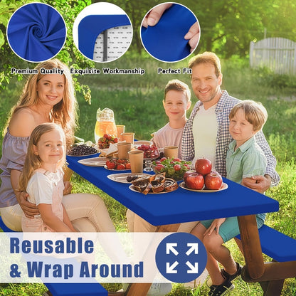 Tablecloth Elastic Cover Set for 6-Foot Rectangle Tables in 3, 6, 9 or 12 Pieces and Three Colors