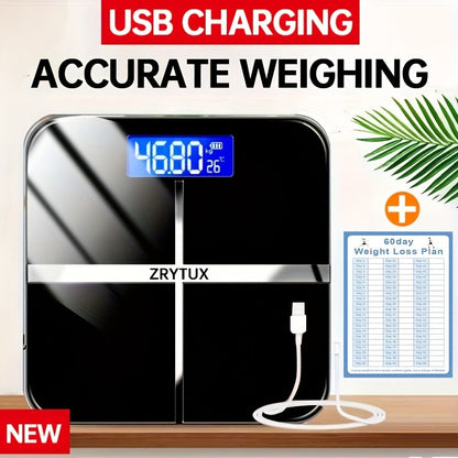 Square Digital Bathroom Scale in Black or Pink with Basic, No-Battery and USB-Charging Options