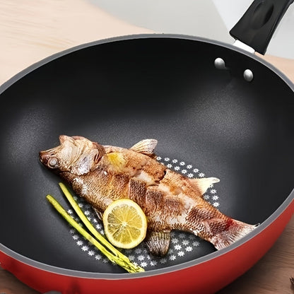 German Diamond Non-Stick Stir Fry Pan - Rice Stone Coating Smokeless Flat Bottom Wok for Induction Cooker Gas Stove, Multi-Purpose Household Frying Pan