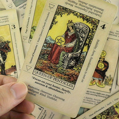 Vintage 78-Card Tarot Learning Deck with Upright and Reversed Keywords Printed on Every Card