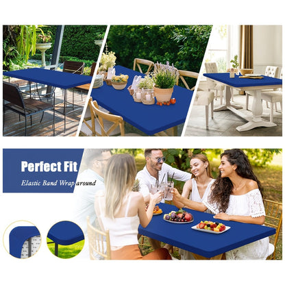 Tablecloth Elastic Cover Set for 6-Foot Rectangle Tables in 3, 6, 9 or 12 Pieces and Three Colors