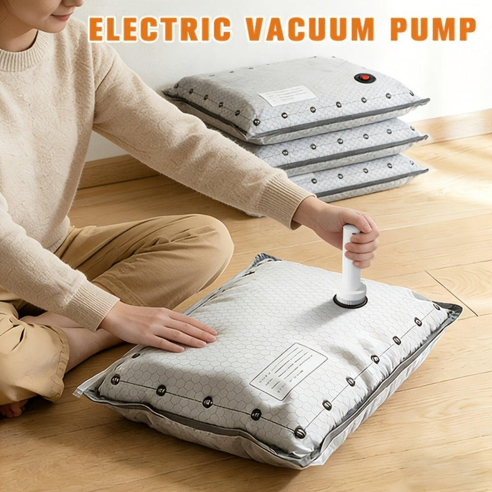 Gray Patterned Vacuum Storage Bag Set with 6-Pack No-Pump or 10- and 16-Pack Electric-Pump Options