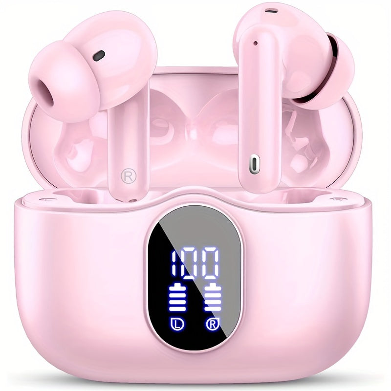 Wireless Earbuds Bluetooth 5.3 with ENC Mic, 36-Hour Playback, LED Case and IPX4 Protection