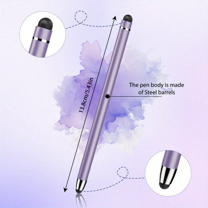 5-Piece Dual-Tip Stylus Pen Set with Metal Bodies, Two Rubber Tip Sizes and 10 Replacement Tips