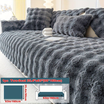 Sofa Cover Thick Faux Rabbit Plush Panels with Anti-Slip Feature for Seat, Armrest, Backrest or Pillowcase
