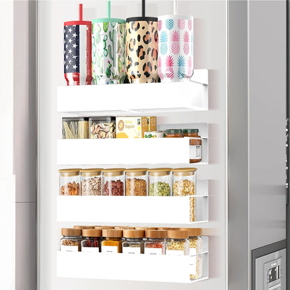 Magnetic Storage Box Organizer for Refrigerator, Washing Machine & Coffee Machine – Strong Magnetic Adsorption No-Drill Spice Rack & Kitchen Organizer, Stylish Household Storage (Black/White, 2/4pcs)