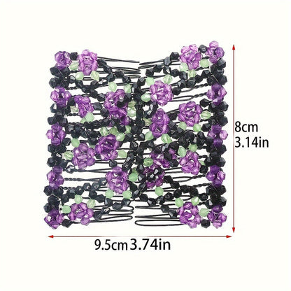 Hair Accessories Six-Piece Floral Comb and Hairpin Set with Beaded Details for Bridal Updos