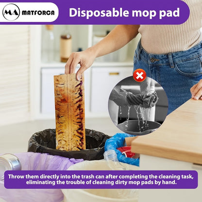 PowerMop-Style Disposable Mop Pad Refills in 15-Count or 50-Count Packs with Purple Scrubbing Strips