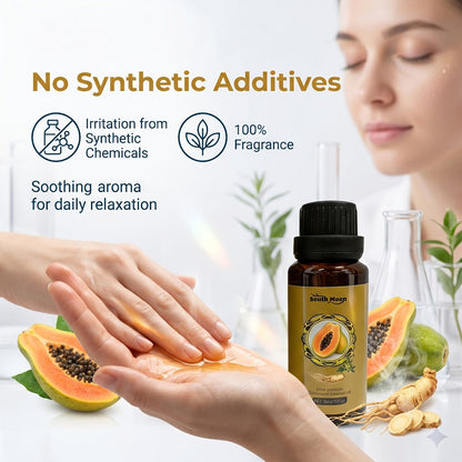 Papaya and Ginseng Body Oil Blend in a Compact 30ml Amber Dropper Bottle with Presentation Box