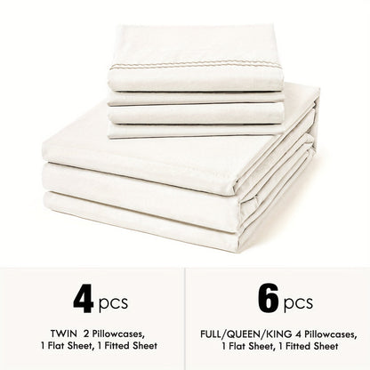 Bed Sheet Set Sanded Polyester Microfiber with 35–39 cm Pocket and Solid or Stripe Pattern Options
