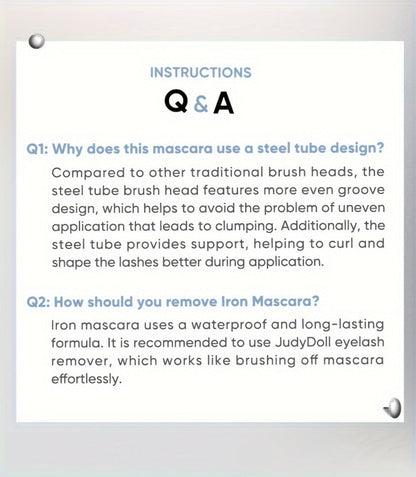 JUDYDOLL Mascara in Black or Brown with Curling or Precision Metal Applicator Designs and Slim Gray Tubes