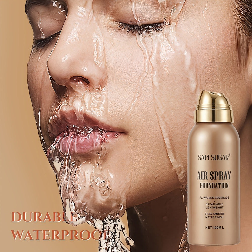 Air-Spray Liquid Foundation in Gold-Tone Bottle with Four Numbered Shade Options from 01 to 04