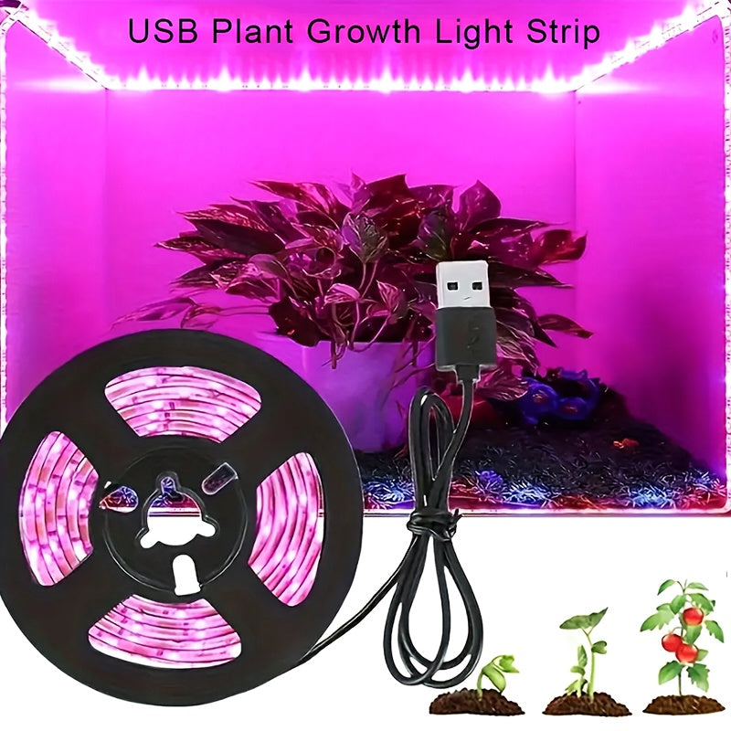 LED Grow Light Strip 16.4 FT Full Spectrum – USB 5V Cuttable Plant Light for Under Cabinet, Indoor Plants, Bonsai, Succulents & Hydroponics, Low Voltage Safe, 1pc or 2pcs