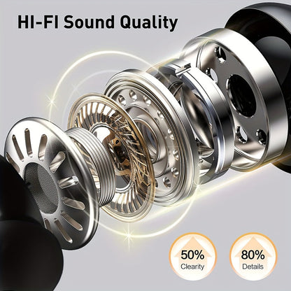 Sports Earhook TWS Earbuds ENC Noise Cancellation, LED Display Charging Case Touch Controls Type-C Charging, True Wireless Earphones Compatible with Mobile Phones for Running Gym Workout