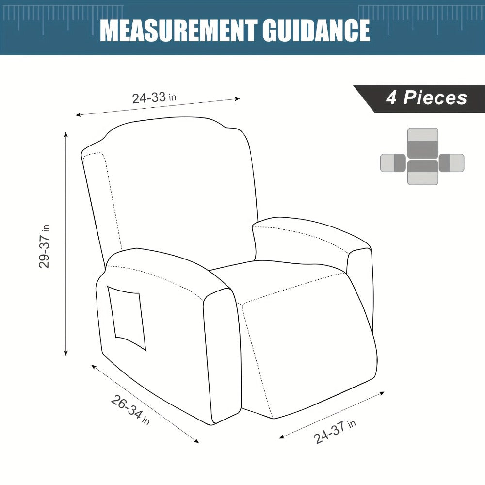 Chair Cover Four-Piece Stretch Recliner Slipcover with Swirl Texture and Four Available Color Choices