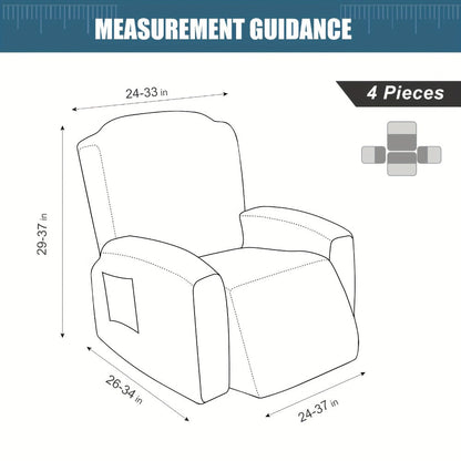 Chair Cover Four-Piece Stretch Recliner Slipcover with Swirl Texture and Four Available Color Choices
