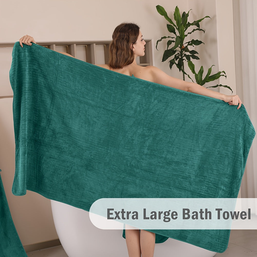 Bath Towels Set 4 Pack 35x70 Inch Oversized Extra Large - Microfiber Super Absorbent Quick Dry XL Bath Sheet Soft Bathroom Towels | 13 Colors | Family Hotel Spa Shower Towel Set Coastal Style