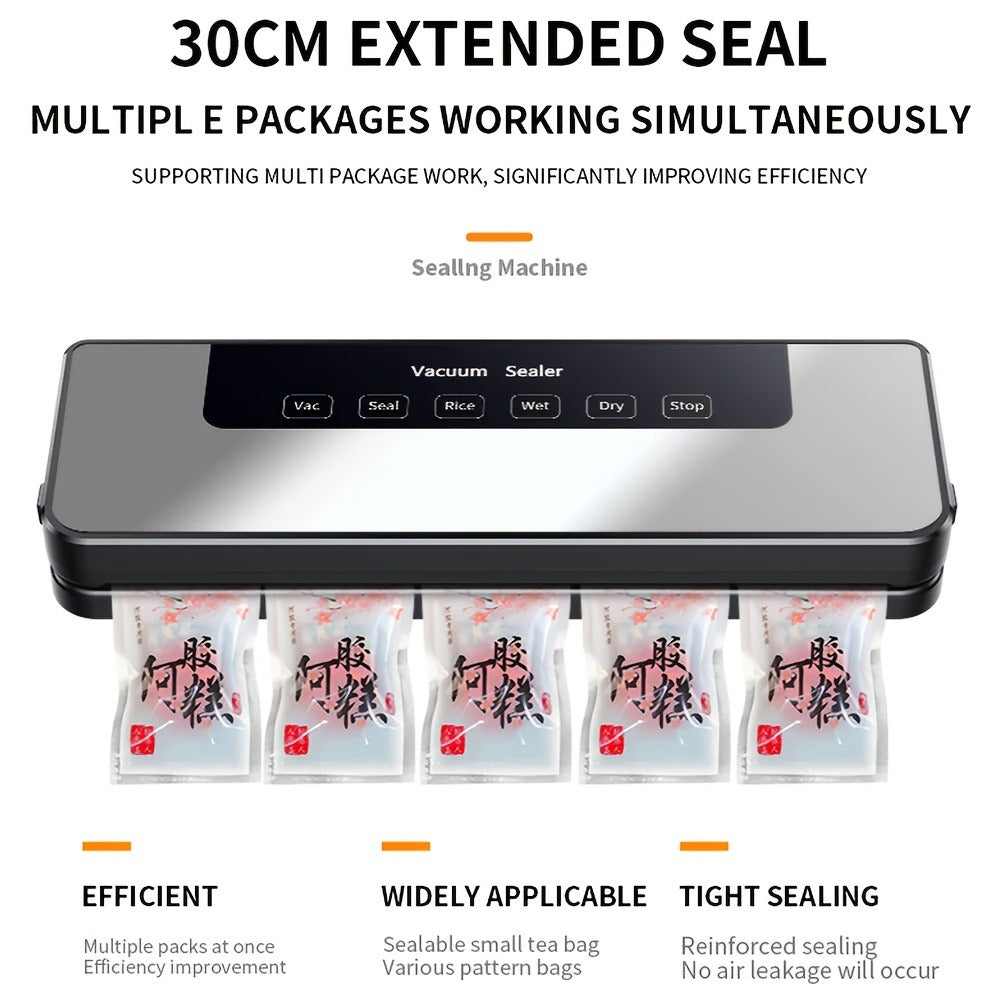 65KPa Countertop Vacuum Sealer with Dry and Moist Modes, External Hose, 50 Bags and 30cm Sealing Width