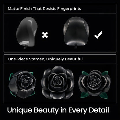 Building Block Set Black Rose Bouquet, 152-Piece Three-Flower Model with Adjustable Stems and Leaves for Display