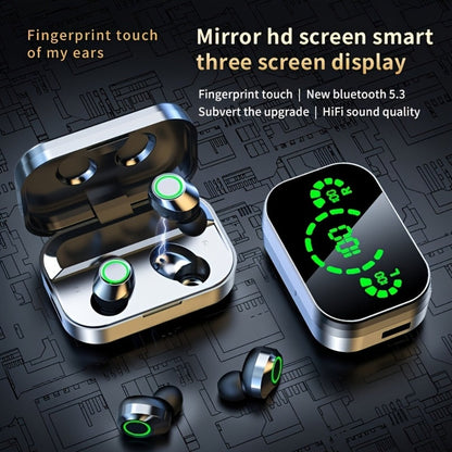 Wireless Earbuds Bluetooth 5.4 800mAh High-Capacity Battery Mirror Design Noise Isolation for Sports Running Fitness Gym Compatible with All Smartphones Modern Stylish