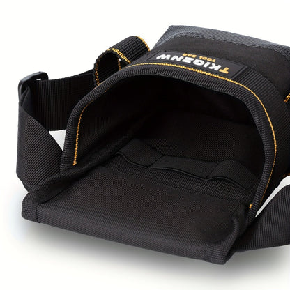 Black Tool Belt Pouch with Adjustable Waist Strap, Zipper Pocket and Multi-Compartment Layout