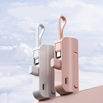 Power Bank 5000mAh Capsule with Dual-Port Options, Wireless Charging and Phone Holder in Four Colors