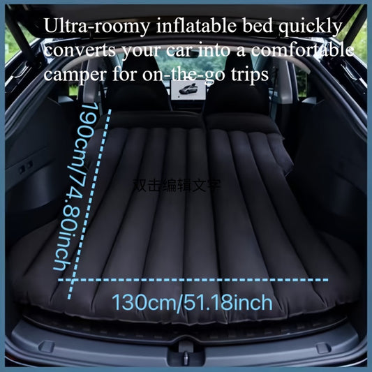 Inflatable Car Bed SUV Air Mattress – Flocked RV Camping Mattress 75"x51" with Storage Bag & Repair Kit | Black, Gray, Beige, Brown