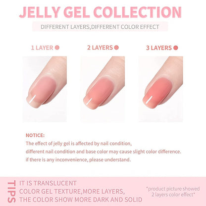 Gel Nail Polish Pink Glitter Jelly Arch-Shaping Color Gel with Sheer Translucent Finish and UV/LED Cure for Nail Art