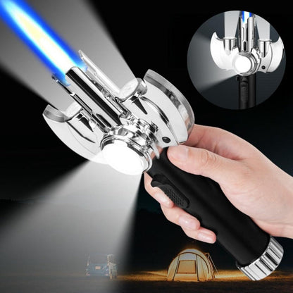 Multi-Nozzle Metal Torch Lighter with COB Auxiliary Light and Black or Silver-Tone Finish Options