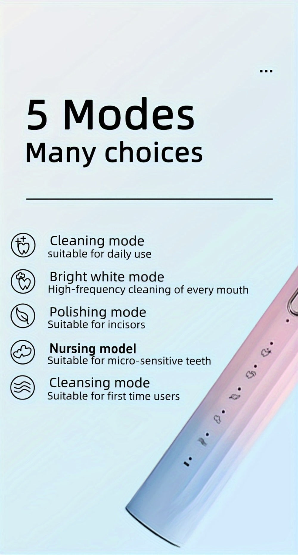 Sonic Electric Toothbrush IPX8 Waterproof USB Rechargeable with 5 Replacement Brush Heads, Smart Timer, Metal Shaft, Couple Design for Adults Men & Women — Black, Green Pink, Pink White