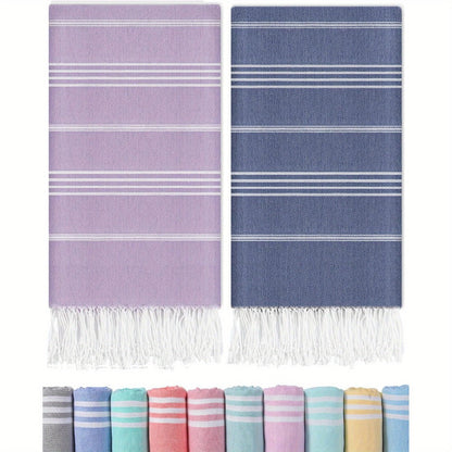 Turkish Beach Towels 2 Pack Sand Free Quick Dry Oversized Extra Large Lightweight Sandproof Compact Pool Swim Travel Camping Vacation Gift for Men Women Yellow Orange Blue Pink Purple Grey