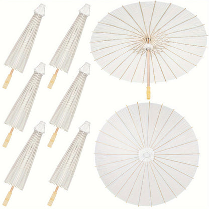 Paper Parasols 24 Pack 33 Inch - Decorative Paper Umbrellas for Party Photobooth Props, Wedding Decorations, Bridal Shower, Traditional Chinese Japanese Style with Wooden Handle
