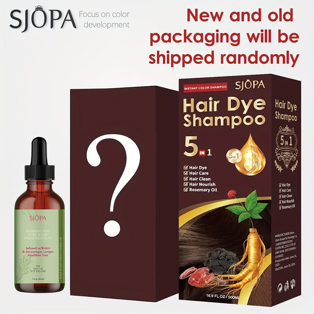 Hair Color Shampoo 5-in-1 Instant Gray Coverage Color Dyeing Conditioner 16.9oz – SJOPA No Ammonia Safe Natural Formula 12 Shades Unisex Men Women