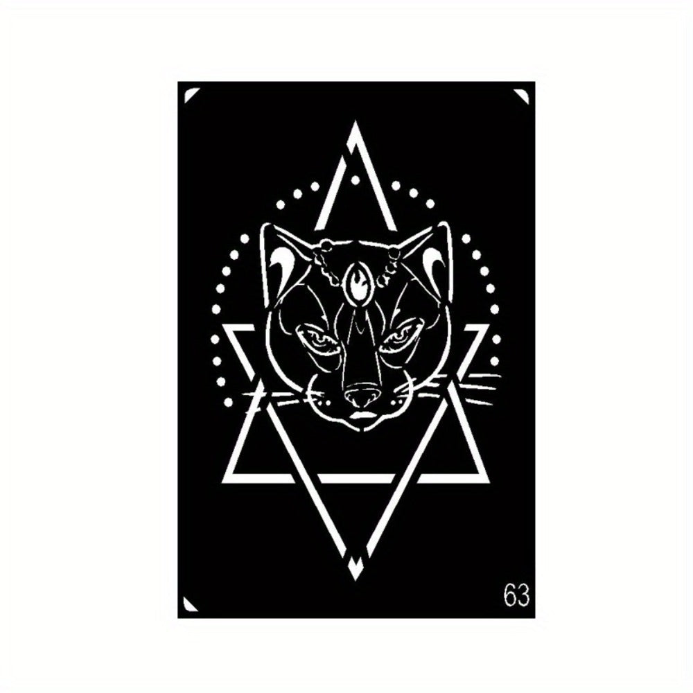 Twenty-Piece A5-Labeled Tattoo Stencil Kit002 with Animal, Symbol and Geometric Pattern Designs