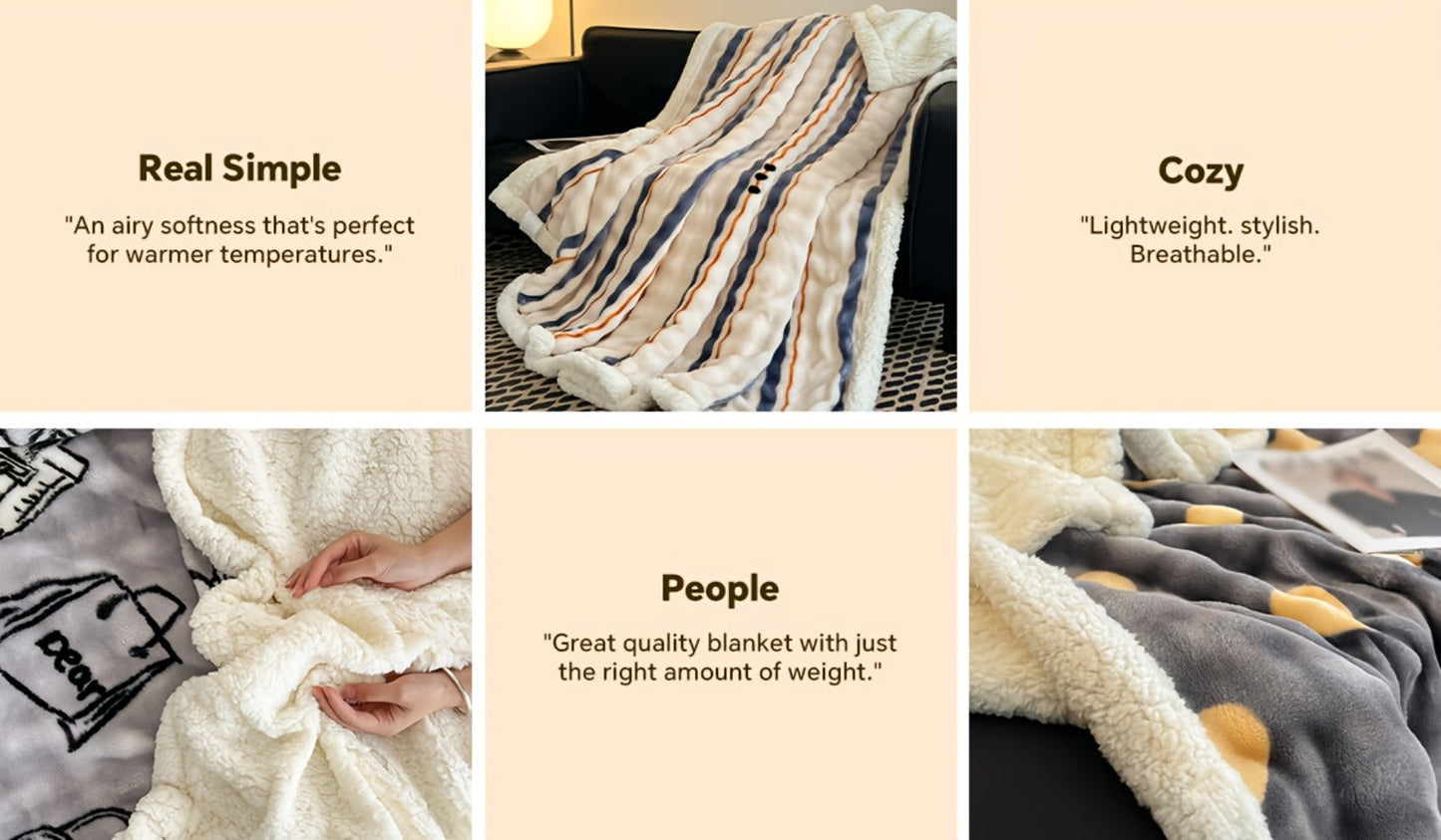400-450 GSM Flannel Blanket with Plush-Look Lining, 16 Pattern Choices and Four Size Labels