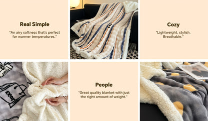 400-450 GSM Flannel Blanket with Plush-Look Lining, 16 Pattern Choices and Four Size Labels