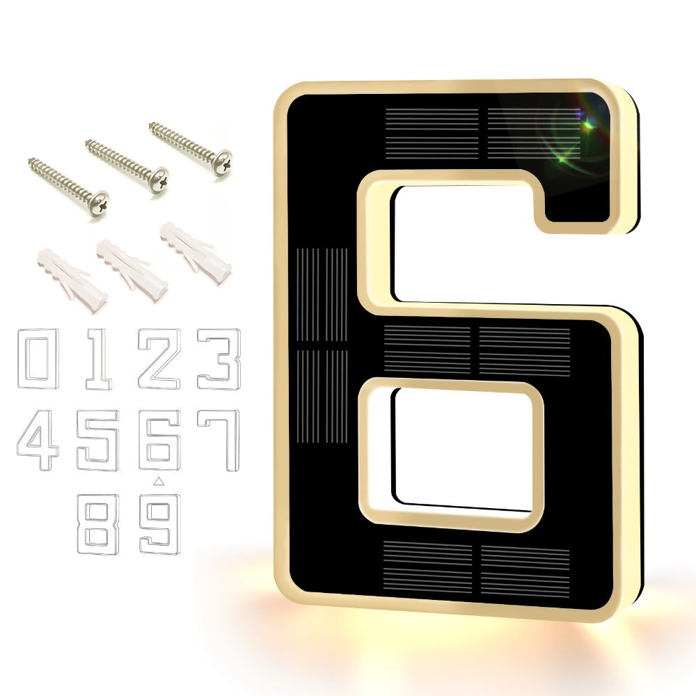 LED Solar House Number Light 6.7 Inch Wall Mounted – Smart Sensor Illuminated Address Number for Home Decor, No Wiring Energy-Saving Solar Powered Outdoor Light
