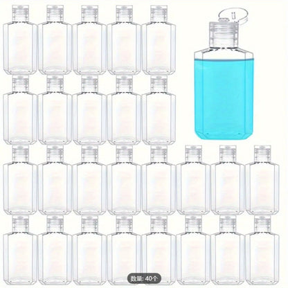 40-Pack 60 ml Clear Travel Bottles with Flip Caps for Shampoo, Conditioner, Soap and Lotion