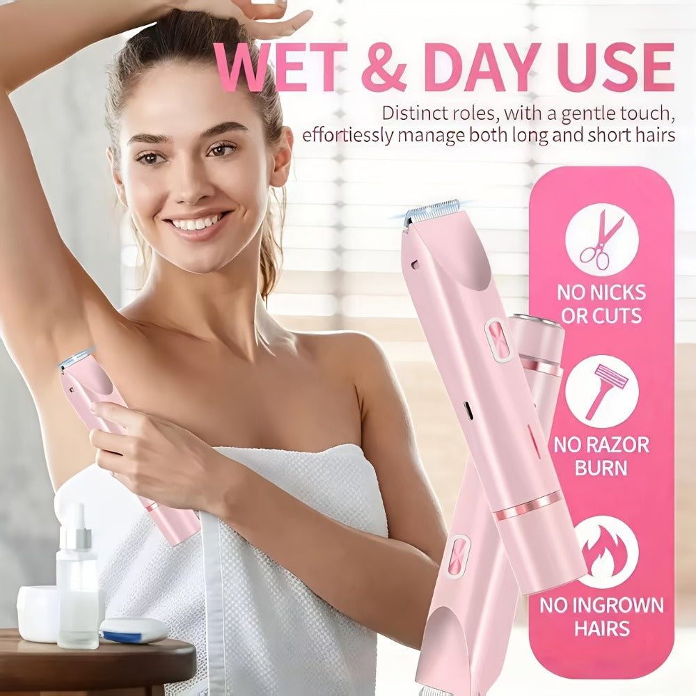 Electric Shaver 2-in-1 Women’s Razor and Bikini Trimmer with IPX6 Wet/Dry Use and USB Rechargeable Power