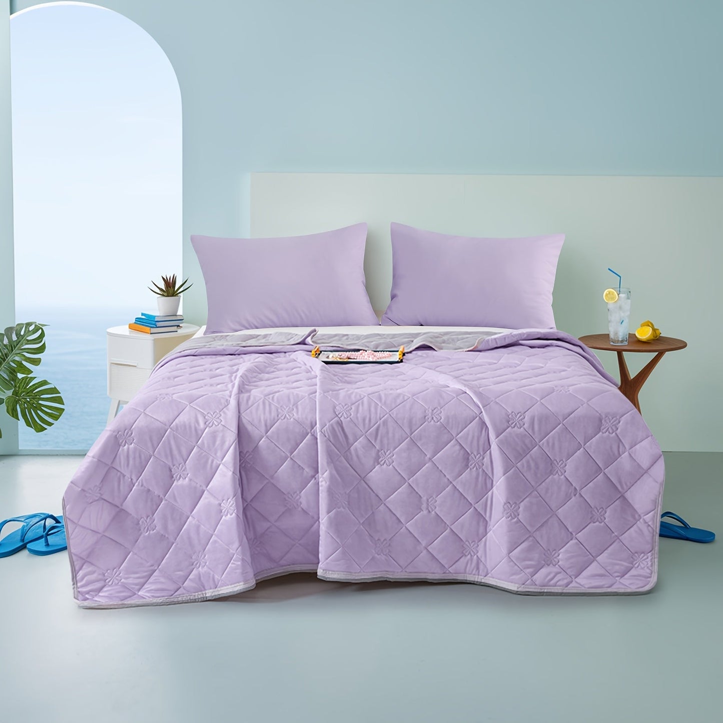 Embossed Diamond-Pattern Summer Blanket in Six Colors with Throw, Twin and Full Size Labels